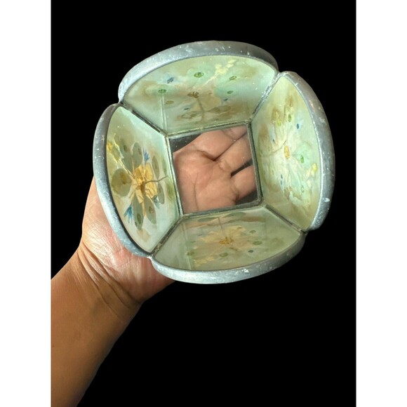 Pressed Flowers In Glass Tea Light Holder Vintage Votive Candle Boho Lot Of 3 - Picture 9 of 16